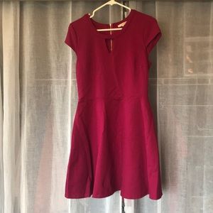 Berry colored cap-sleeve dress with cutout